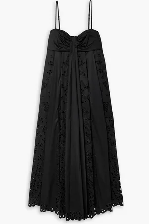 Simkhai Tori pleated broderie anglaise-trimmed cotton midi dress