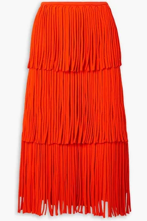 Proenza Schouler Tiered fringed knitted maxi skirt