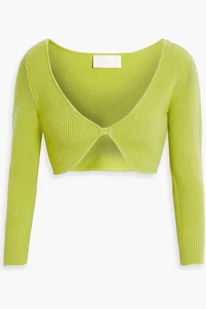 Michelle Mason Cropped ribbed-knit top - Green