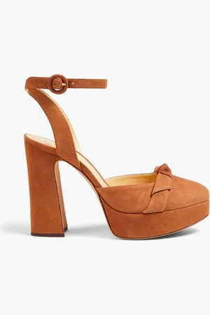 ALEXANDRE BIRMAN Clarita 85 knotted suede platform sandals - Brown