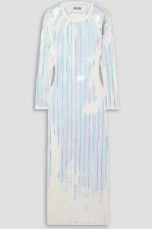 Christopher John Rogers Open-back sequin-embellished stretch-knit midi dress