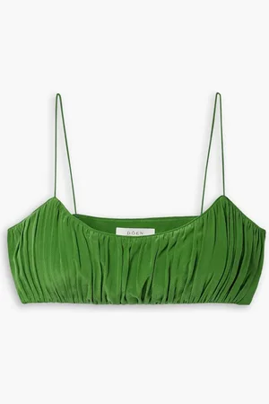 Doen Amora cropped gathered silk crepe de chine top