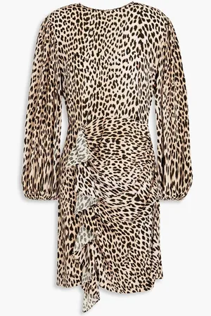 Maje Ruffled leopard-print crepe mini dress
