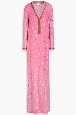 Semsem Embellished metallic fil coupé kaftan