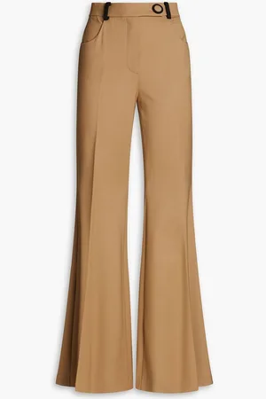Sara Battaglia Wool and lyocell-blend flared pants - Brown