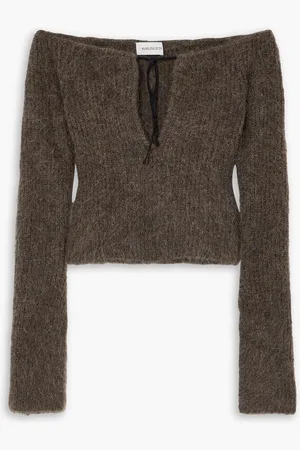 16Arlington Solare tie-front alpaca-blend top - Brown