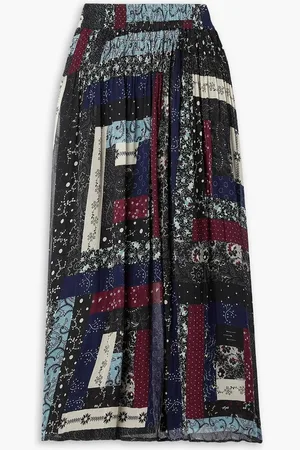 SEA Alani printed chiffon midi skirt - Blue