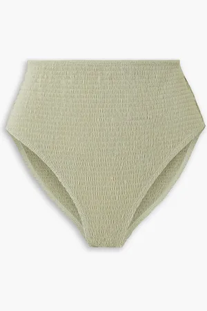 Totême Shirred high-rise bikini briefs - Green