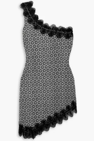Waimari Alma one-shoulder guipure lace-trimmed embroidered stretch-jersey mini dress