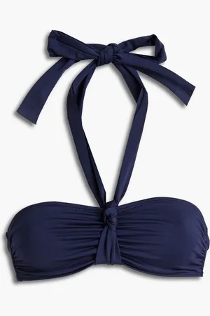 ASCENO The Verona knotted bandeau bikini top - Blue