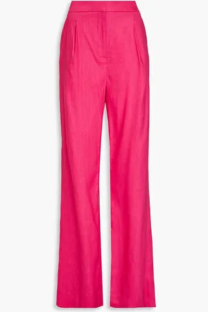 VERONICA BEARD Robinne pleated linen-blend wide-leg pants - Pink