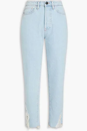 3x1 Higher ground cropped frayed mid-rise boyfriend jeans - Blue