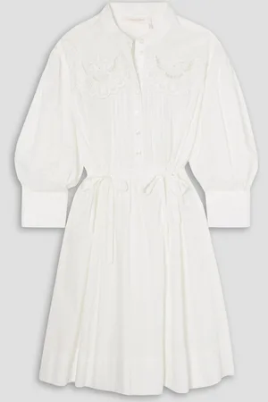 See by Chloé Broderie anglaise-trimmed cotton-jacquard mini dress
