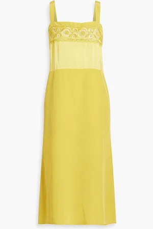 Maison Margiela Embroidered crepe midi slip dress