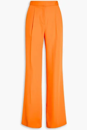 VERONICA BEARD Robinne pleated woven wide-leg pants - Orange