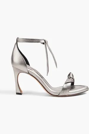 ALEXANDRE BIRMAN Clarita 85 bow-detailed metallic textured-leather sandals - Metallic