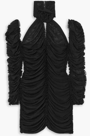 AZ FACTORY Ester Manas open-back ruched stretch-mesh mini dress