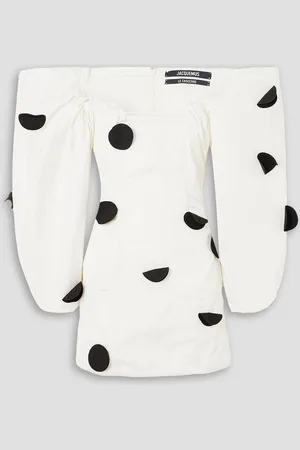 Jacquemus Off-the-shoulder polka-dot taffeta mini dress