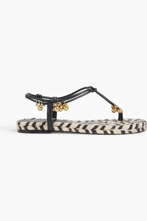 Altuzarra Bead-embellished leather espadrille sandals