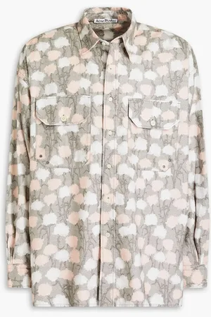 Acne Studios Printed cotton-flannel shirt - Gray