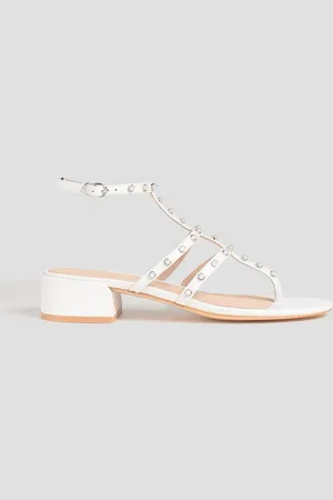 Stuart Weitzman Faux pearl-embellished leather sandals