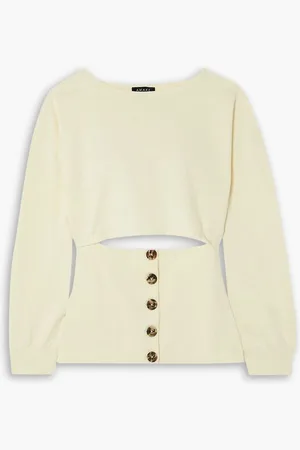 A.W.A.K.E. MODE Button-embellished cutout cotton-jersey sweatshirt - White