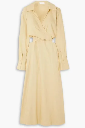 Simkhai Giulia convertible wrap-effect cutout linen-blend midi dress - Yellow