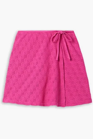 AGR Pointelle-knit cotton mini wrap skirt - Pink