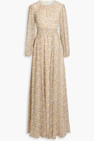 MIKAEL AGHAL Floral-print chiffon maxi dress - Orange