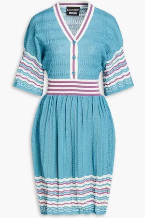 Moschino Striped crochet-knit dress - Blue