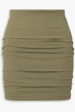 The Attico Ruched stretch-jersey mini skirt - Green