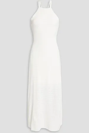 Sandro Bead-embellished pointelle-knit midi dress
