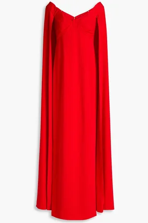 Marchesa Notte Cape-effect crepe gown