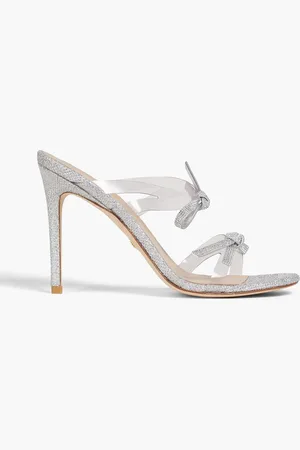 Stuart Weitzman Bow 100 embellished PVC mules - Metallic