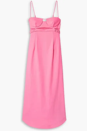 Simkhai Alessi mesh-trimmed stretch-poplin midi dress - Pink