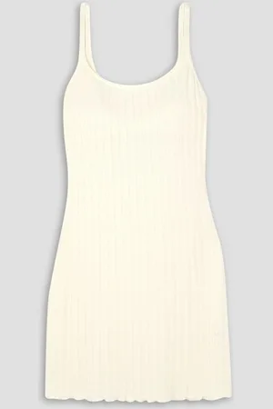 Eberjey Ribbed pointelle-knit Pima cotton and TENCEL™ Modal-blend chemise - White