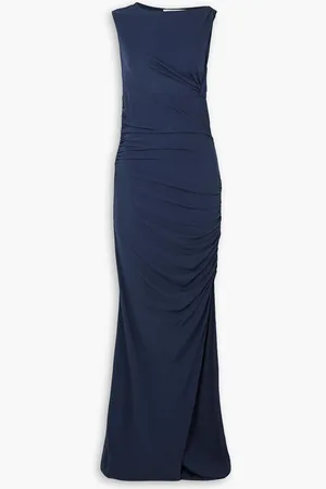 CHRISTOPHER ESBER Gesine gathered stretch-tulle maxi dress - Blue