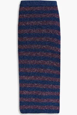 RAG&BONE Marled pointelle-knit midi skirt - Blue