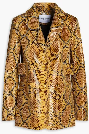 Stand Studio Ivy faux snake-effect leather blazer
