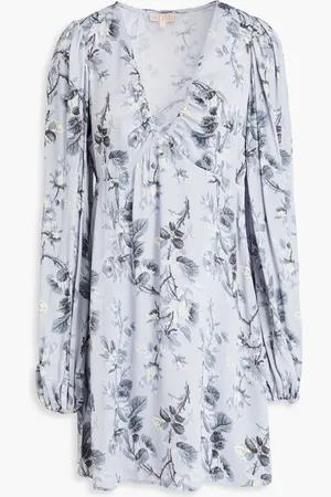 by Ti Mo Floral-print satin-crepe mini dress - Blue