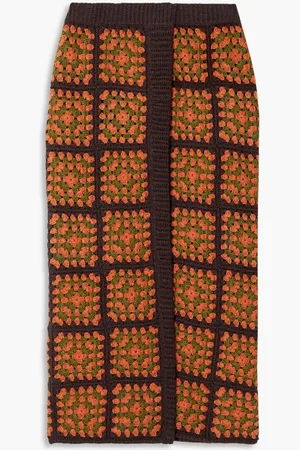Alanui Positive Vibes crocheted cotton midi skirt