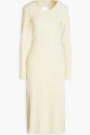 Holzweiler Tora cutout ribbed stretch-cotton midi dress - Yellow
