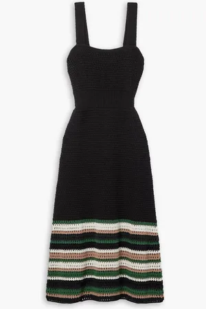 Jason Wu Striped crocheted cotton midi dress