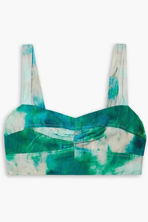 Jason Wu Cropped printed crinkled cotton-blend top - Blue