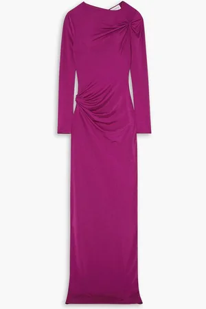 16Arlington Nubria ruched glossed-jersey maxi dress - Purple