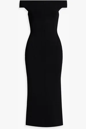 GALVAN Aphrodite off-the-shoulder stretch-knit midi dress