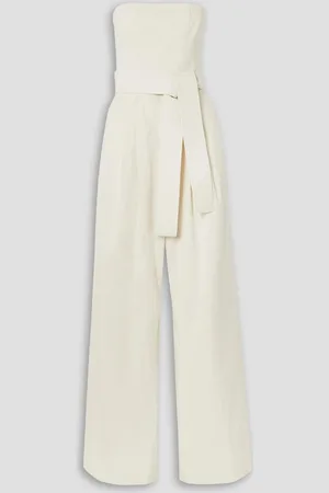 A.L.C. Elsie strapless belted linen-blend jumpsuit - White
