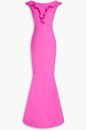 CHIARA BONI Perna ruffle-trimmed scuba gown - Purple