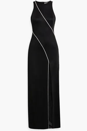GALVAN Crystal-embellished stretch-knit gown