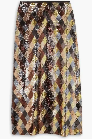 RIXO London Kelly sequined chiffon midi skirt - Metallic